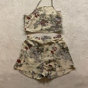 Yellow two piece floral set